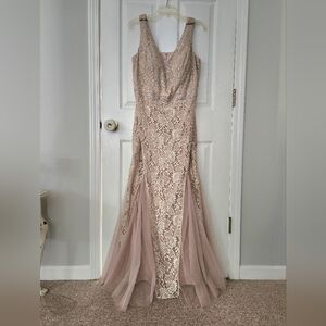 Alex Evenings Lace Mermaid Gown in Dusty Rose